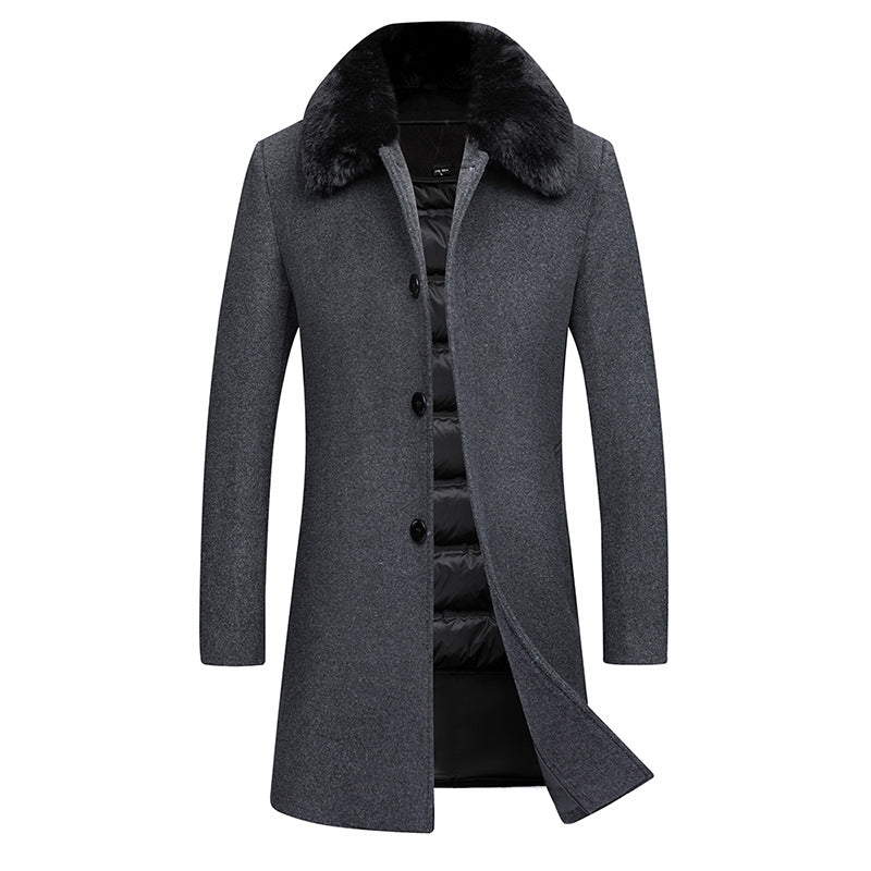 Herren Wollmantel mit gesteppter Thermofütterung und Kunstpelzkragen Shop Nory