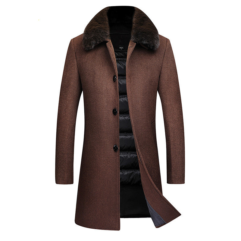 Herren Wollmantel mit gesteppter Thermofütterung und Kunstpelzkragen Shop Nory