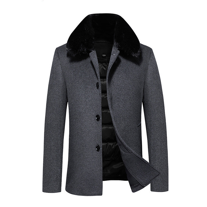 Herren Wollmantel mit gesteppter Thermofütterung und Kunstpelzkragen Shop Nory