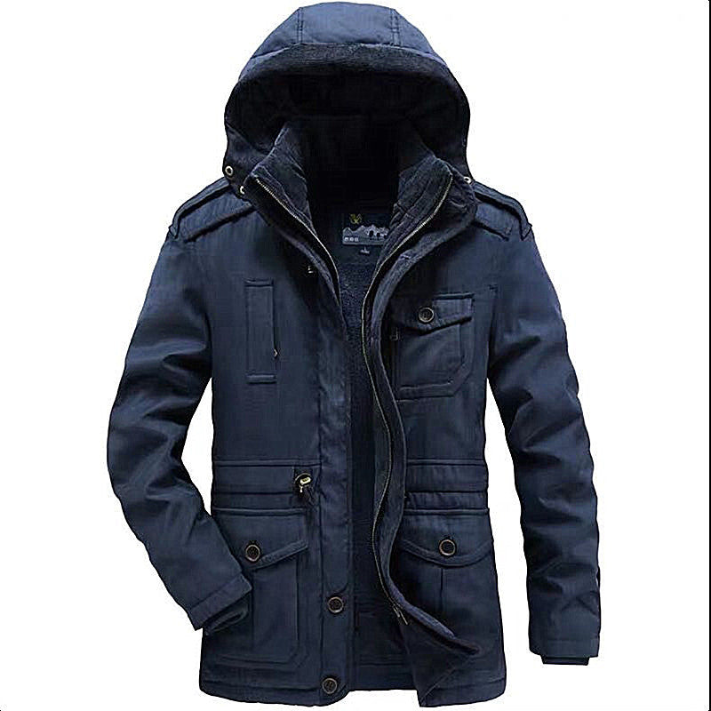 Herren Winterparka mit Teddyfutter, abnehmbarer Kapuze und Multifunktionstaschen Shop Nory
