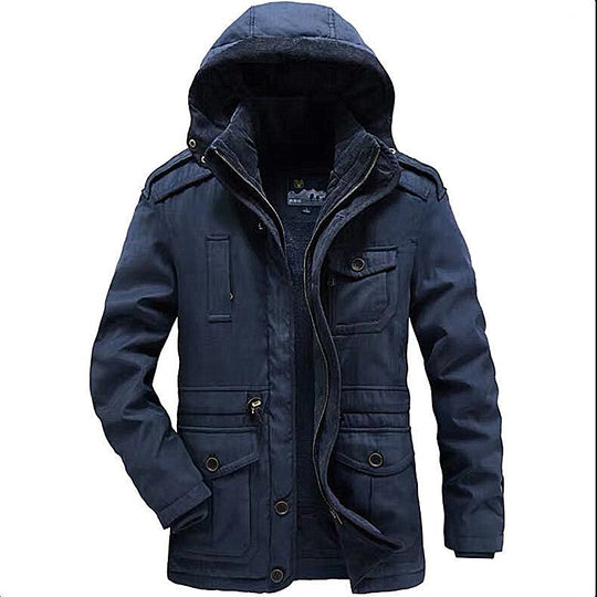 Herren Winterparka mit Teddyfutter, abnehmbarer Kapuze und Multifunktionstaschen Shop Nory
