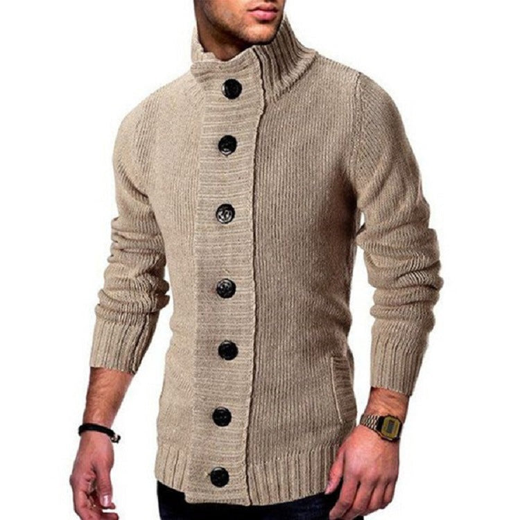 Herren Strickcardigan mit hohem Knopfkragen und figurbetontem Schnitt Shop Nory