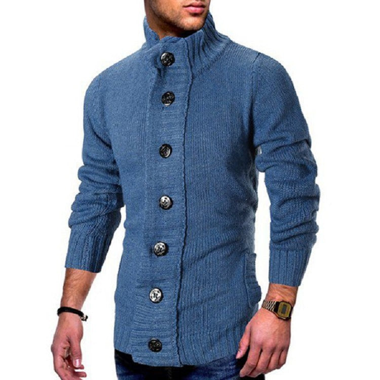 Herren Strickcardigan mit hohem Knopfkragen und figurbetontem Schnitt Shop Nory