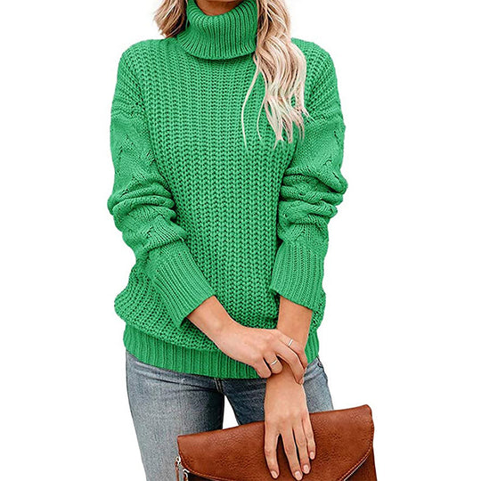 Damen Grobgestrickter Turtleneck-Pullover mit Waffelstruktur und überschnittenen Schultern Shop Nory