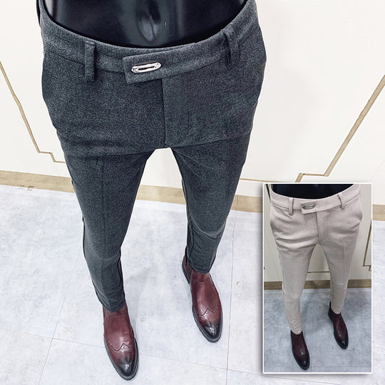 Herren tapered Businesshose mit elastischem Bund, verdecktem Verschluss und schmaler Schnitt Shop Nory