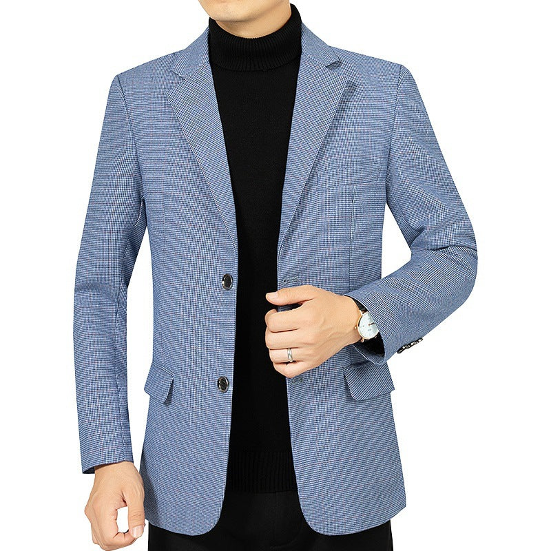 Herren Slim-Fit Sakko fein kariert aus leichtem MischgewShop Norye mit teilgefütterter Innenverarbeitung Shop Nory