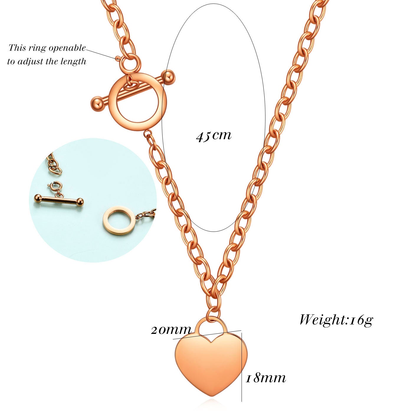 Damen Halskette mit herzförmigem Anhänger und elegantem Karabinerverschluss Shop Nory