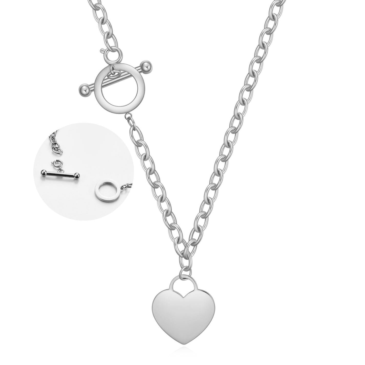 Damen Halskette mit herzförmigem Anhänger und elegantem Karabinerverschluss Shop Nory