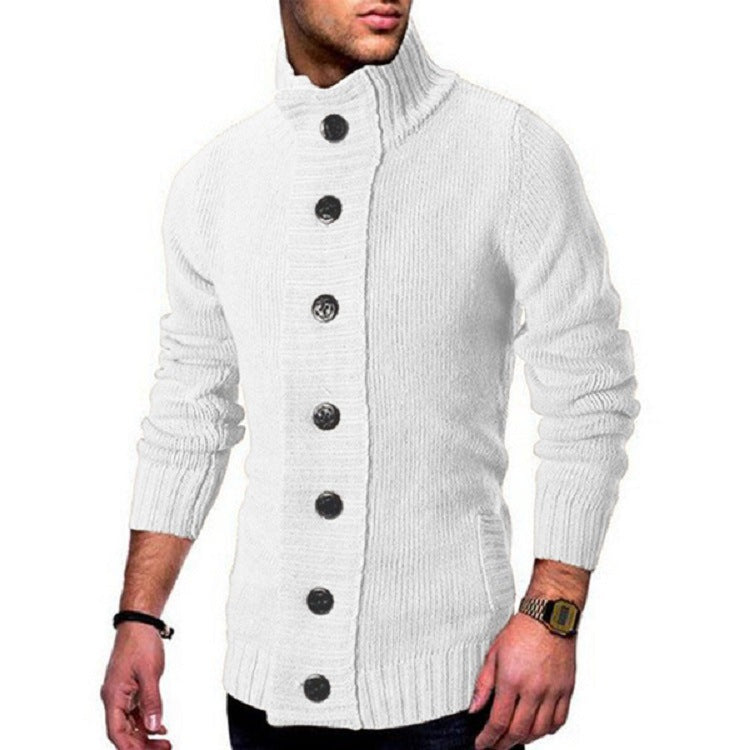 Herren Strickcardigan mit hohem Knopfkragen und figurbetontem Schnitt Shop Nory
