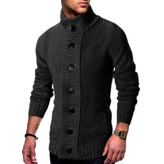 Herren Strickcardigan mit hohem Knopfkragen und figurbetontem Schnitt Shop Nory