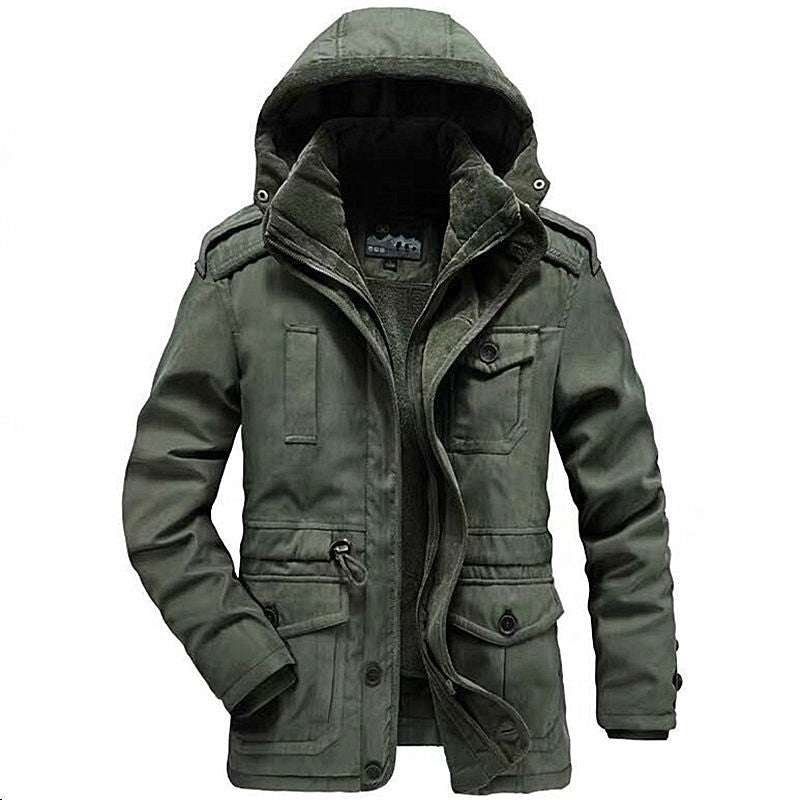 Herren Winterparka mit Teddyfutter, abnehmbarer Kapuze und Multifunktionstaschen Shop Nory