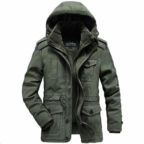 Herren Winterparka mit Teddyfutter, abnehmbarer Kapuze und Multifunktionstaschen Shop Nory