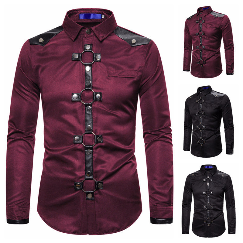 Herren Designerhemd mit eleganter Kunststoffgarnitur und kontrastierenden Belegen