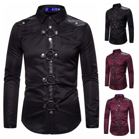 Herren Designerhemd mit eleganter Kunststoffgarnitur und kontrastierenden Belegen