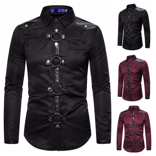 Herren Designerhemd mit eleganter Kunststoffgarnitur und kontrastierenden Belegen