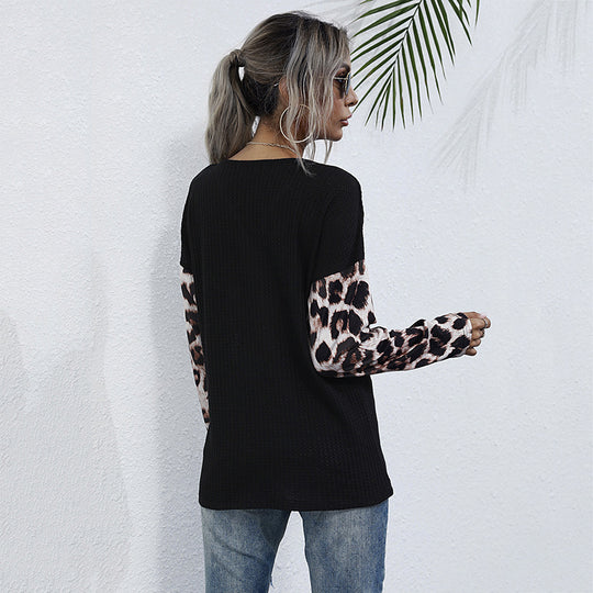 Damen Geripptes V-Ausschnitt-Longsleeve mit Raffung & Leo-Ärmeln Shop Nory