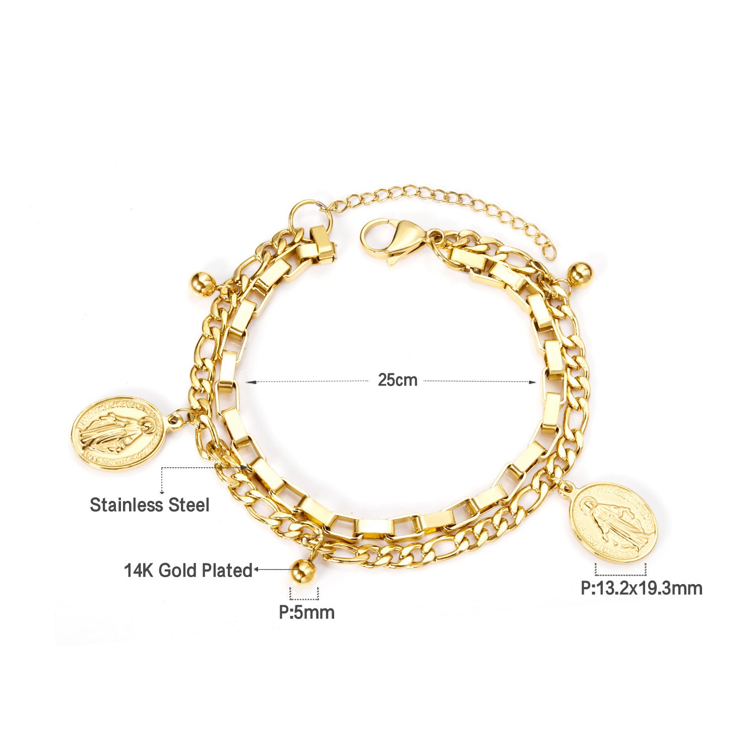 Damen Armband mit Anhänger aus hochwertigem Edelstahl und rosé vergoldetem Design Shop Nory