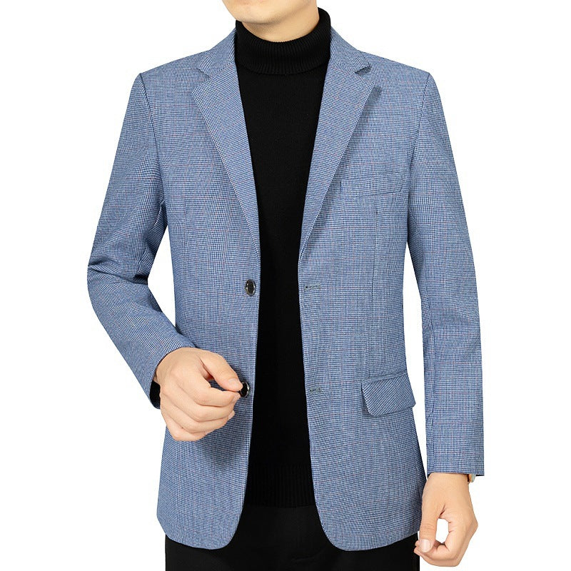 Herren Slim-Fit Sakko fein kariert aus leichtem MischgewShop Norye mit teilgefütterter Innenverarbeitung Shop Nory
