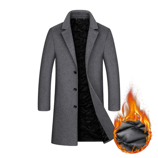 Herren Klassischer Wollmix-Mantel mit gesteppter Thermofütterung und schlanker Silhouette Shop Nory