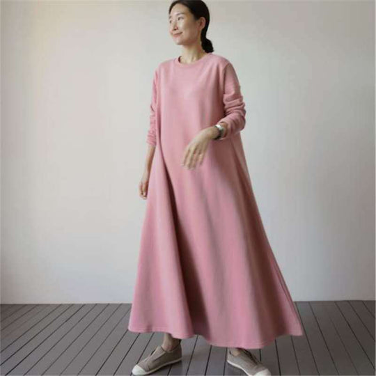 Damen Oversize‑Sweatmaxikleid mit Rundhals und weitem A‑Linien‑Fall Shop Nory