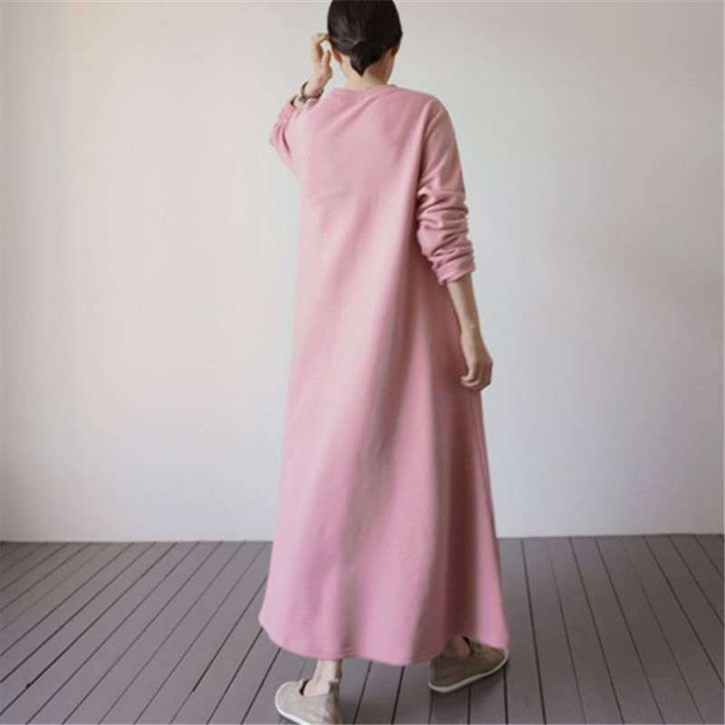 Damen Oversize‑Sweatmaxikleid mit Rundhals und weitem A‑Linien‑Fall Shop Nory