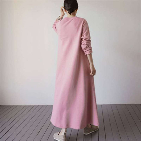Damen Oversize‑Sweatmaxikleid mit Rundhals und weitem A‑Linien‑Fall Shop Nory