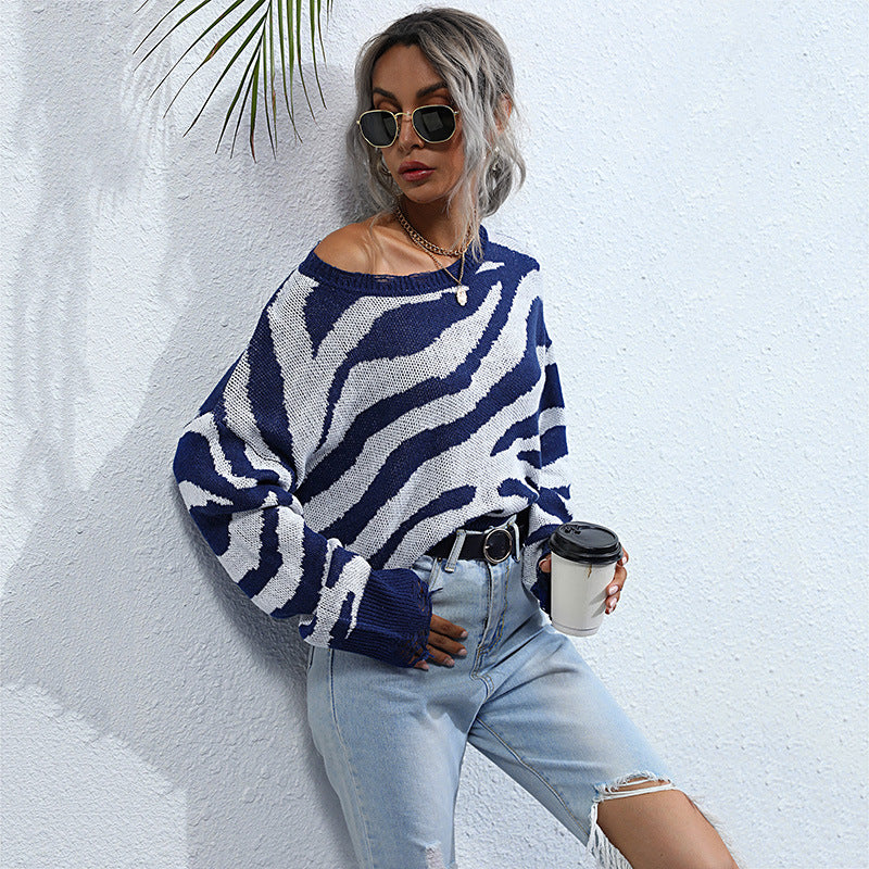 Damen Oversize-Strickpullover mit ZShop Noryramuster, destroyed Saum & weitem Schnitt Shop Nory