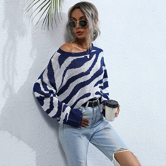Damen Oversize-Strickpullover mit ZShop Noryramuster, destroyed Saum & weitem Schnitt Shop Nory