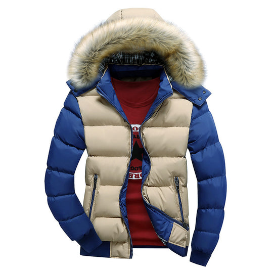 Herren Wattierte Kapuzenjacke mit Kunstfellbesatz, Steppung und Reißverschlusstaschen Shop Nory