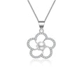 Damen Halskette mit floralem Anhänger aus hochwertigem Silber und funkelnden Zirkonia Shop Nory