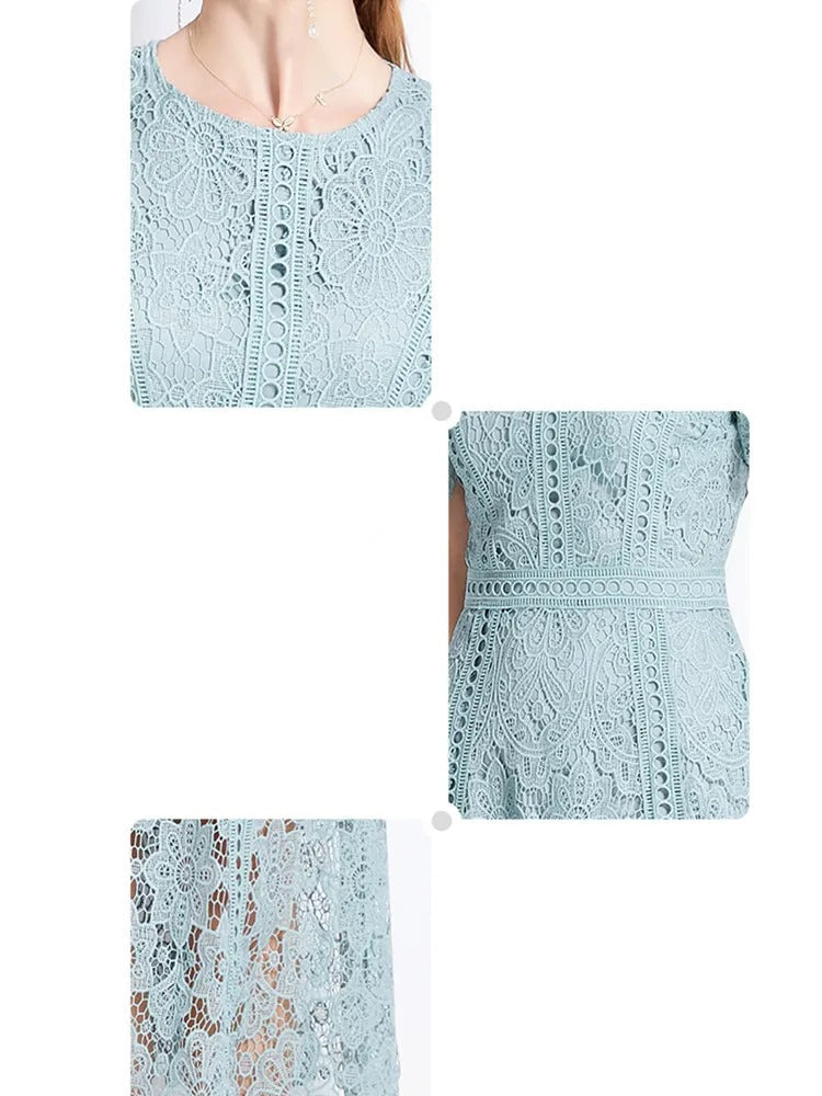 Elegantes Spitzenkleid Midi-Länge