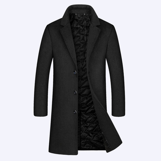 Herren Klassischer Wollmix-Mantel mit gesteppter Thermofütterung und schlanker Silhouette Shop Nory