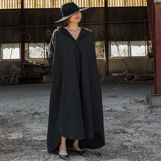 Damen Oversize-Hoodie-Hemdkleid mit verdeckter Knopfleiste, Seitentaschen und leichtem Fall Shop Nory