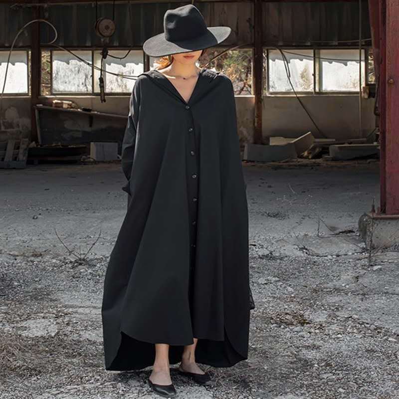 Damen Oversize-Hoodie-Hemdkleid mit verdeckter Knopfleiste, Seitentaschen und leichtem Fall Shop Nory