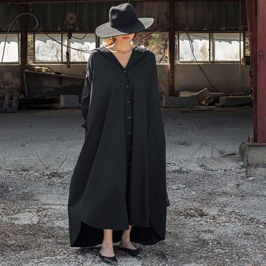 Damen Oversize-Hoodie-Hemdkleid mit verdeckter Knopfleiste, Seitentaschen und leichtem Fall Shop Nory
