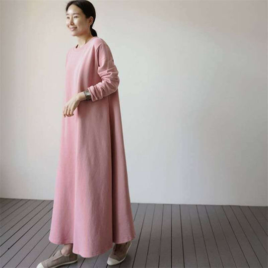 Damen Oversize‑Sweatmaxikleid mit Rundhals und weitem A‑Linien‑Fall Shop Nory