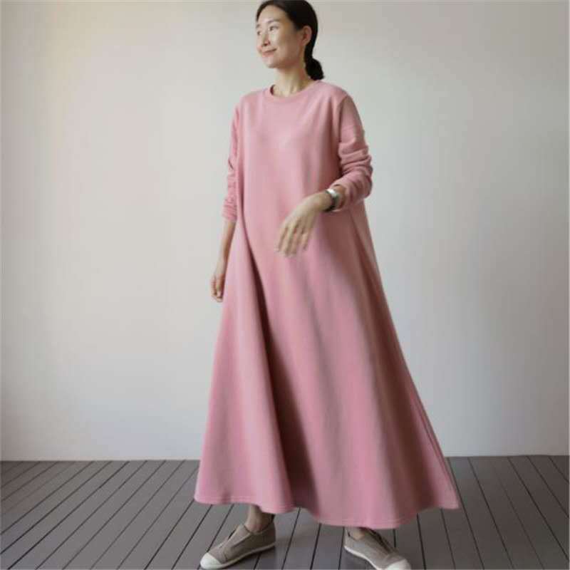 Damen Oversize‑Sweatmaxikleid mit Rundhals und weitem A‑Linien‑Fall Shop Nory