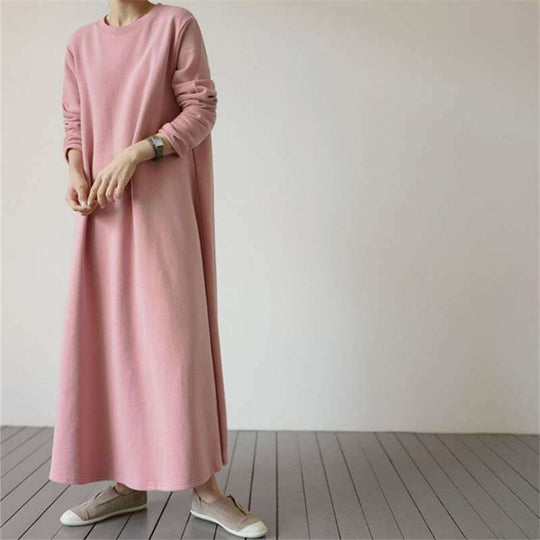 Damen Oversize‑Sweatmaxikleid mit Rundhals und weitem A‑Linien‑Fall Shop Nory