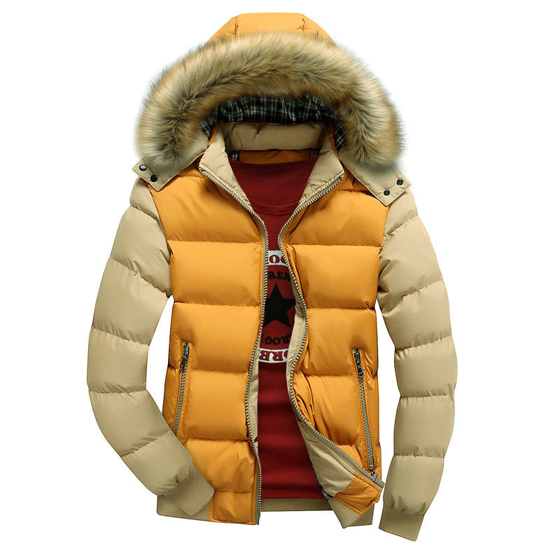 Herren Wattierte Kapuzenjacke mit Kunstfellbesatz, Steppung und Reißverschlusstaschen Shop Nory