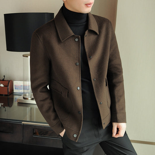 Herren Kurzblouson aus Wollmix mit Druckknopfleiste, Hemdkragen und aufgesetzten Pattentaschen Shop Nory