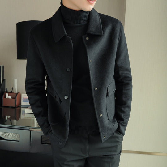 Herren Kurzblouson aus Wollmix mit Druckknopfleiste, Hemdkragen und aufgesetzten Pattentaschen Shop Nory