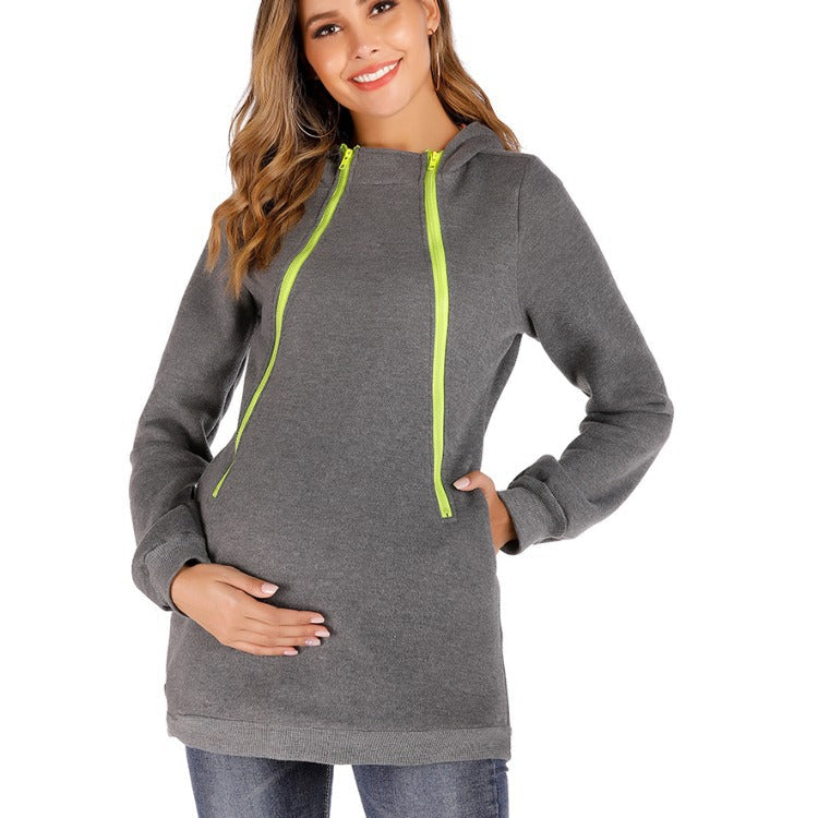 Damen Umstandsjacke mit praktischem Reißverschluss und modernem Design Shopnory