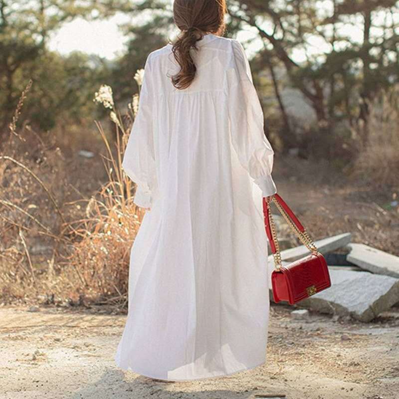 Damen Oversize-Hoodie-Hemdkleid mit verdeckter Knopfleiste, Seitentaschen und leichtem Fall Shop Nory