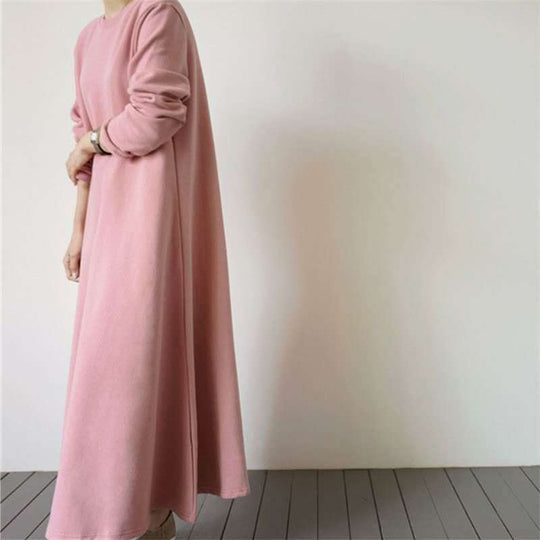 Damen Oversize‑Sweatmaxikleid mit Rundhals und weitem A‑Linien‑Fall Shop Nory