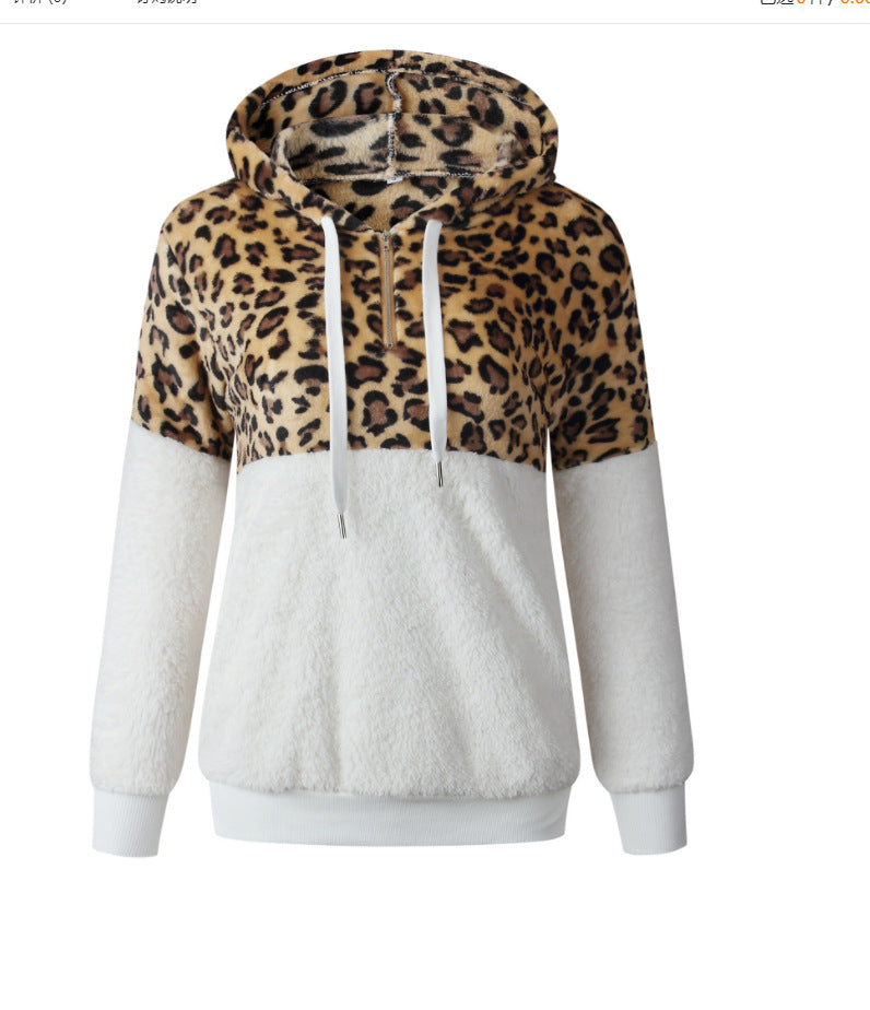 Damen Trendiger Zip-Hoodie mit Leopardenmuster und kuscheligem Fleece