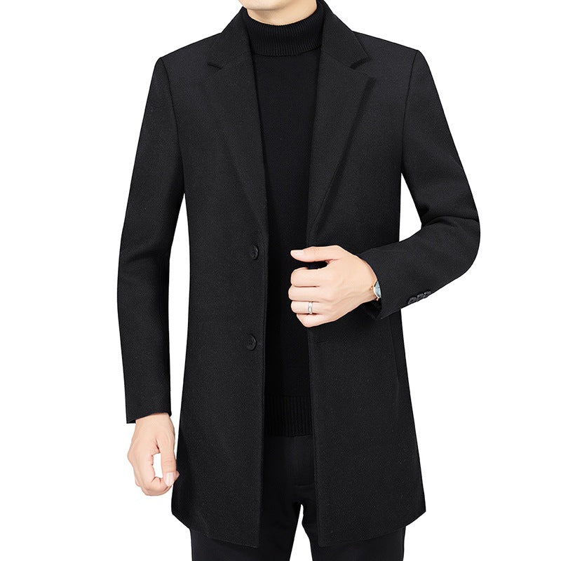 Herren Eleganter taillierter Wollmix-Mantel mit Notch-Revers und Zweiknopfverschluss Shop Nory