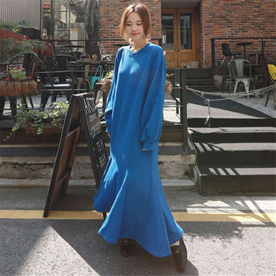 Damen Thermo-Maxi‑Fleecekleid mit Oversize‑Silhouette, Rundhals und Teilungsnähten Shop Nory