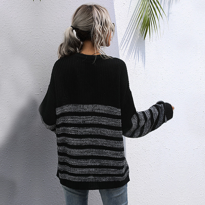 Damen Oversize-Feinstrickpullover mit Rundhalsausschnitt und gestreiftem Struktur‑Muster Shop Nory