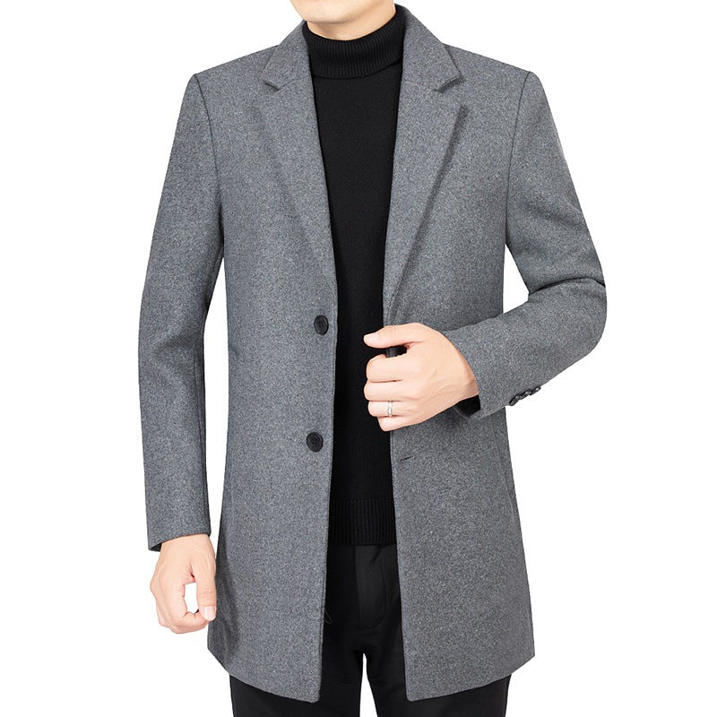 Herren Eleganter taillierter Wollmix-Mantel mit Notch-Revers und Zweiknopfverschluss Shop Nory