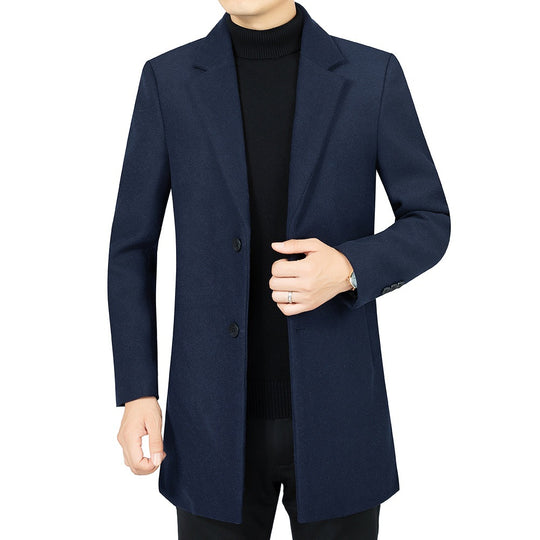 Herren Eleganter taillierter Wollmix-Mantel mit Notch-Revers und Zweiknopfverschluss Shop Nory